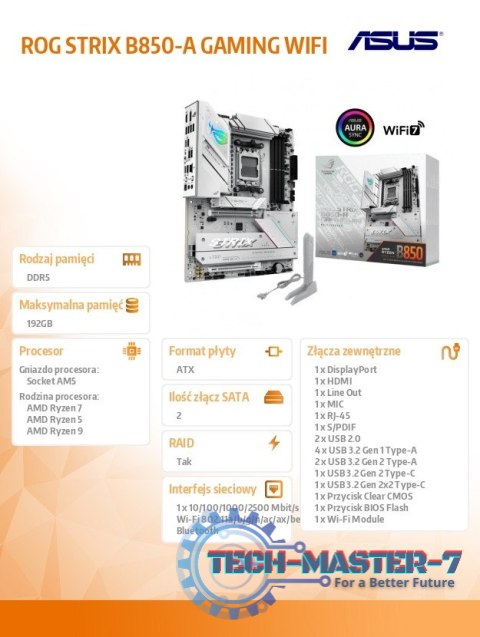 Płyta główna ROG STRIX B850-A GAMING WIFI Płyta główna ROG STRIX B850-A GAMING WIFI