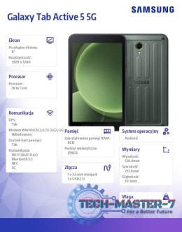 Tab Active5 5G (8.0 cali, 8+256GB) Enterprise Edition Czarny