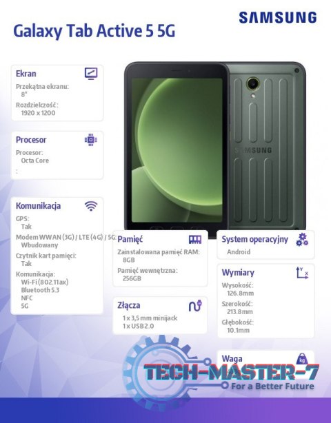 Tab Active5 5G (8.0 cali, 8+256GB) Enterprise Edition Czarny Tab Active5 5G (8.0 cali, 8+256GB) Enterprise Edition Czarny