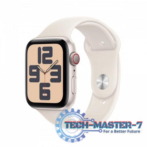 Watch SE GPS + Cellular, koperta 44 mm z aluminium w kolorze księżycowej poświaty z paskiem sportowym w kolorze księżycowej pośw
