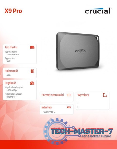 Dysk SSD X9 Pro 4TB USB-C 3.2 Gen2 Dysk SSD X9 Pro 4TB USB-C 3.2 Gen2