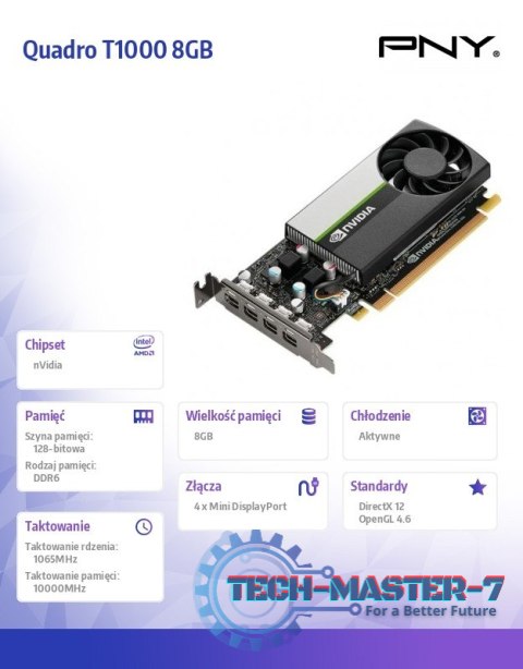 Karta graficzna Quadro T1000 8GB DDR6 VCNT1000-8GB-SB Karta graficzna Quadro T1000 8GB DDR6 VCNT1000-8GB-SB