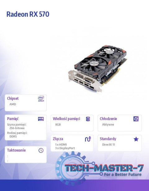 Karta graficzna Radeon RX 570 8GB GDDR5 256Bit HDMI 3xDP ATX Dual Fan H3 Karta graficzna Radeon RX 570 8GB GDDR5 256Bit HDMI 3xDP ATX Dual Fan H3