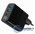 Ładowarka GaN 2xA 1xC LCD 30W PD QC3.0 czarna