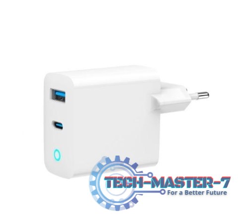 Ładowarka USB-A/C GaN LED 65W PD QC3.0 biała