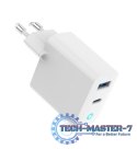 Ładowarka USB-A/C GaN LED 65W PD QC3.0 biała