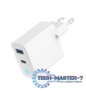 Ładowarka USB-A/C GaN LED 65W PD QC3.0 biała