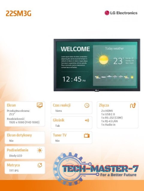 Monitor 22 cale 22SM3G 250cd/m2 16/7 Monitor 22 cale 22SM3G 250cd/m2 16/7