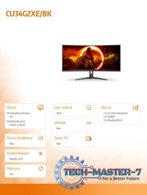 Monitor 34 cale CU34G2XE 34 cale VA Zakrzywiony 144Hz HDMI DP Monitor 34 cale CU34G2XE 34 cale VA Zakrzywiony 144Hz HDMI DP
