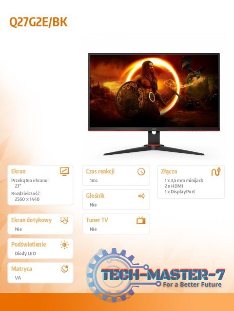 Monitor Q27G2E 27 cali VA 155 Hz HDMIx2 DP Monitor Q27G2E 27 cali VA 155 Hz HDMIx2 DP