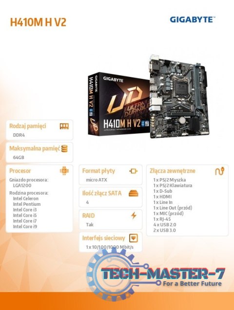 Płyta główna H410M H V2 s1200 2DDR4 HDMI/D-SUB M.2 mATX Płyta główna H410M H V2 s1200 2DDR4 HDMI/D-SUB M.2 mATX