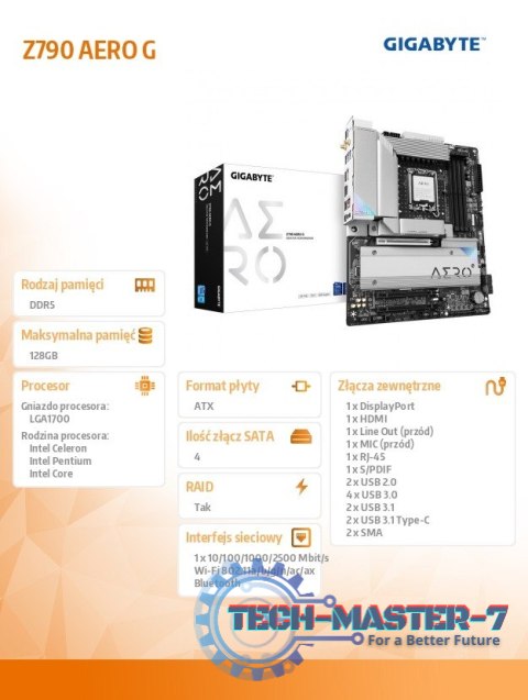Płyta główna Z790 AERO G s1700 4DDR5 HDMI USB-C M.2 ATX Płyta główna Z790 AERO G s1700 4DDR5 HDMI USB-C M.2 ATX
