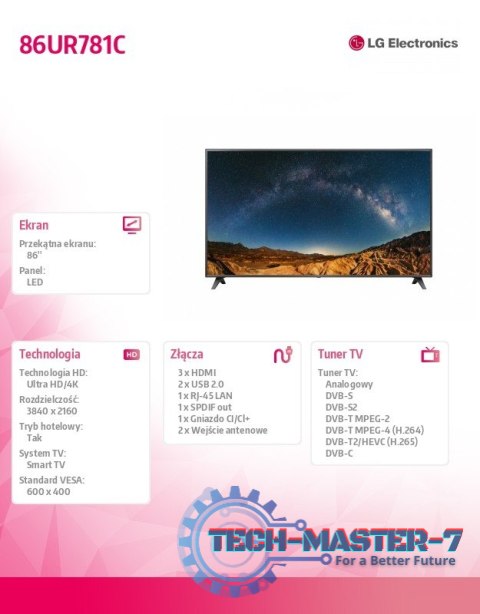 Telewizor LED 86 cali 86UR781C Telewizor LED 86 cali 86UR781C