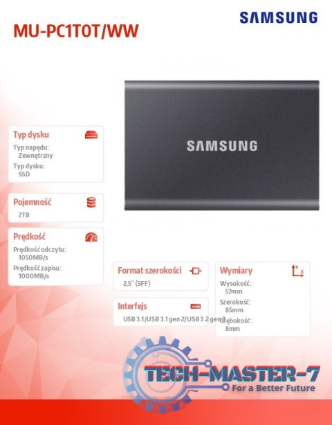 Dysk Portable T7 2TB USB3.2 GEN.2 szary Dysk Portable T7 2TB USB3.2 GEN.2 szary