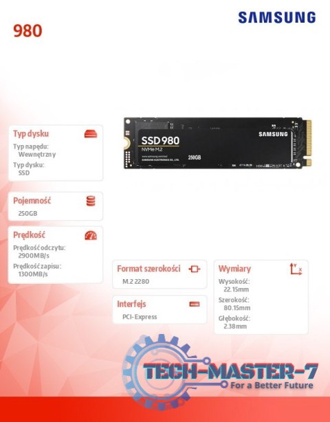 Dysk SSD 980 250GB Gen3.0x4 NVMeMZ-V8V250BW Dysk SSD 980 250GB Gen3.0x4 NVMeMZ-V8V250BW
