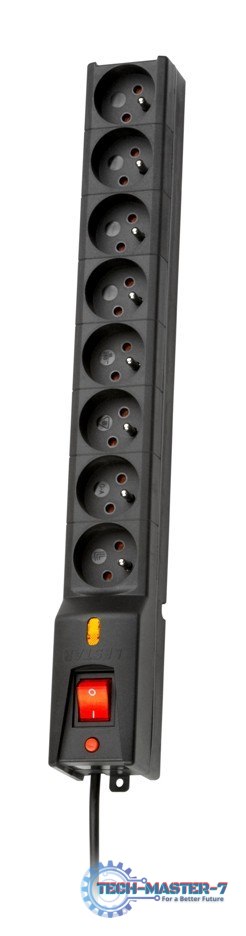 Listwa przeciwprzepięciowa LXA 816, 3L, 5,0m, czarna