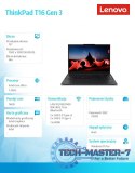 Notebook ThinkPad T16 G3 21MN007XPB W11Pro Ultra 5 125U/16GB/512GB/INT/16.0 WUXGA/Black/3YRS Premier Support + CO2 Offset