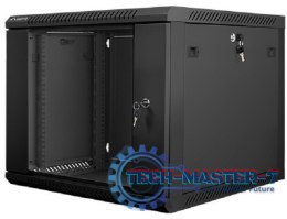 Szafa instalacyjna wisząca 19'' 9U 600X600mm czarna (drzwi szklane)