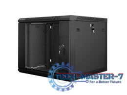 Szafa instalacyjna wisząca 19'' 9U 600X600mm czarna (drzwi szklane)