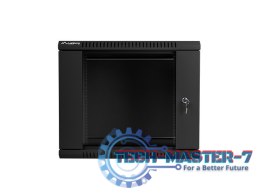 Szafa instalacyjna wisząca 19'' 9U 600X600mm czarna (drzwi szklane)