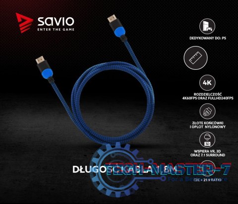 Kabel HDMI 2.0 niebiesko-czarny 1,8m, GCL-02 Kabel HDMI 2.0 niebiesko-czarny 1,8m, GCL-02