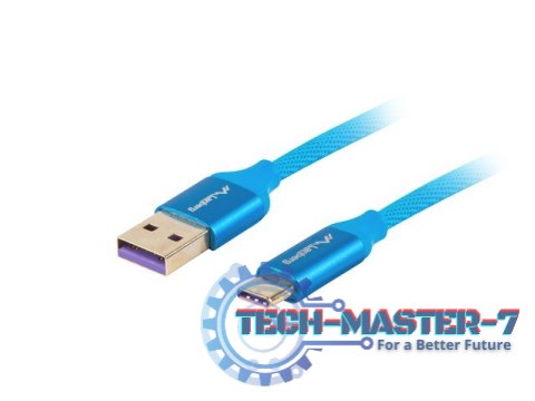 Kabel Premium USB CM - AM 2.0 1m niebieski 5A, pełna miedź