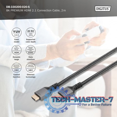 Kabel Premium połączeniowy HDMI 2.1 Ultra HighSpeed 8K60Hz UHD Typ HDMI A/A M/M 2m Czarny Kabel Premium połączeniowy HDMI 2.1 Ultra HighSpeed 8K60Hz UHD Typ HDMI A/A M/M 2m Czarny