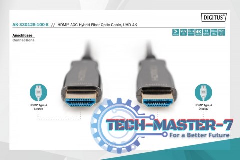 Kabel połączeniowy hybrydowy AOC HDMI 2.0 Premium HighSpeed 4K/60Hz UHD HDMI A/HDMI A M/M 10m Czarny Kabel połączeniowy hybrydowy AOC HDMI 2.0 Premium HighSpeed 4K/60Hz UHD HDMI A/HDMI A M/M 10m Czarny