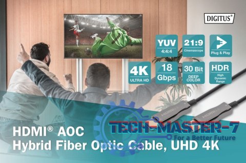 Kabel połączeniowy hybrydowy AOC HDMI 2.0 Premium HighSpeed 4K/60Hz UHD HDMI A/HDMI A M/M 10m Czarny Kabel połączeniowy hybrydowy AOC HDMI 2.0 Premium HighSpeed 4K/60Hz UHD HDMI A/HDMI A M/M 10m Czarny