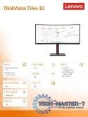 Monitor 34 cale ThinkVision T34w-30 WLED LCD 63D4GAT1EU
