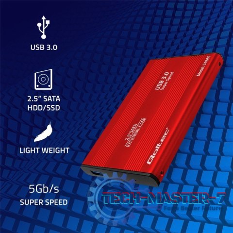 Obudowa na dysk HDD/SSD 2.5 cala SATA3 | USB 3.0 | Czerwona Obudowa na dysk HDD/SSD 2.5 cala SATA3 | USB 3.0 | Czerwona