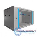 Szafka wisząca rack 6U 600x450 szara szklane drzwi