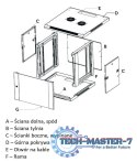 Szafka wisząca rack 6U 600x450 szara szklane drzwi