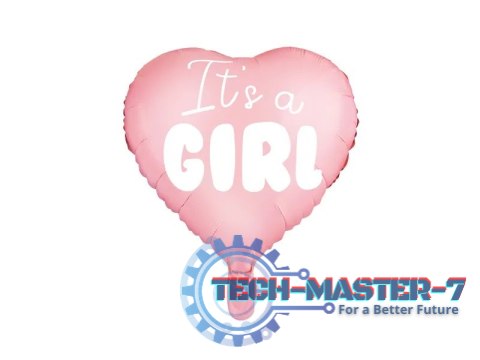 Balon foliowy "It's a girl" na baby shower serce różowe 48cm