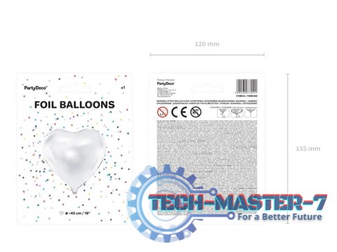 Balon foliowy Serce białe 45cm Balon foliowy Serce białe 45cm