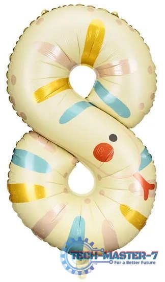 Balon foliowy urodzinowy cyfra "8" - Wąż 43x72 cm