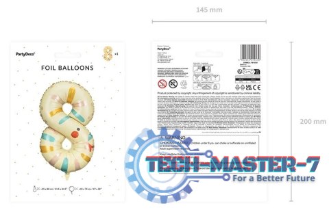 Balon foliowy urodzinowy cyfra "8" - Wąż 43x72 cm Balon foliowy urodzinowy cyfra "8" - Wąż 43x72 cm