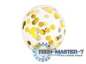 Balony transparentne z konfetti złote kółka 30cm 6 sztuk