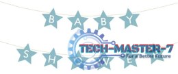 Baner napis na baby shower gwiazdki jasnoniebieskie 290cm x 16,5cm