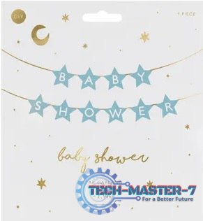 Baner napis na baby shower gwiazdki jasnoniebieskie 290cm x 16,5cm Baner napis na baby shower gwiazdki jasnoniebieskie 290cm x 16,5cm