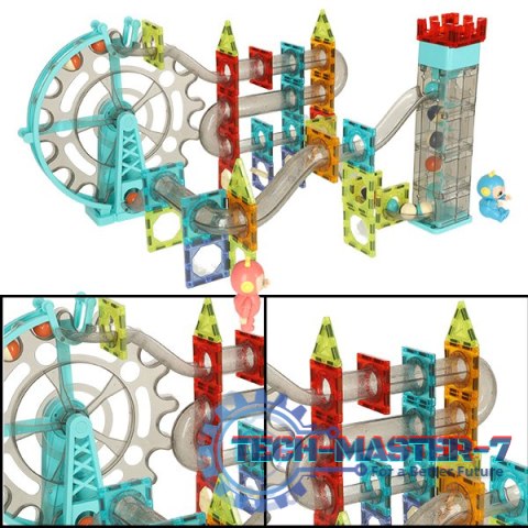 Klocki magnetyczne magnetic sticks marble tor kulkowy z dźwiękiem muzyką grający 118 elementów Klocki magnetyczne magnetic sticks marble tor kulkowy z dźwiękiem muzyką grający 118 elementów