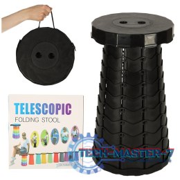 Krzesło składane taboret teleskopowy turystyczny przenośny czarny 200kg