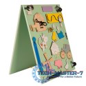 Tablica manipulacyjna drewniana dwustronna farma zielona 28 x 37,5 x 50 cm