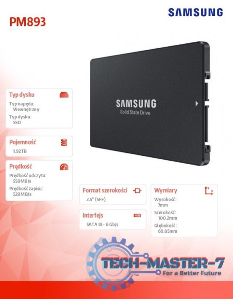 Dysk SSD PM893 DCT 1920GB MZ7L31T9HBLT-00W07 SATA Dysk SSD PM893 DCT 1920GB MZ7L31T9HBLT-00W07 SATA