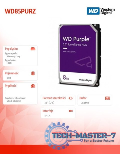 Dysk twardy Purple 8TB 3,5 cala WD85PURZ Dysk twardy Purple 8TB 3,5 cala WD85PURZ
