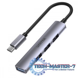 HUB USB-C; 3x USB-A 2.0 1x USB-A 5 Gbps Aluminiowy