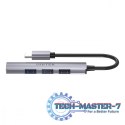 HUB USB-C; 3x USB-A 2.0 1x USB-A 5 Gbps Aluminiowy