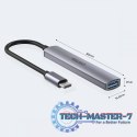 HUB USB-C; 3x USB-A 2.0 1x USB-A 5 Gbps Aluminiowy