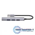 Hub USB-A; 3x USB-A 2.0; 1x USB-A 5 Gbps Aluminiowy