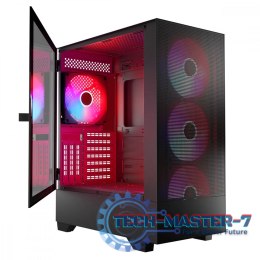 Obudowa komputerowa Siroco ARGB Flow Midi USB 3.0x2+Type-C Czarna